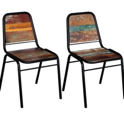 vidaXL Sillas-Sillas de comedor 2 unidades madera maciza reciclada