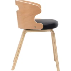 vidaXL Sillas-Sillas de comedor 4 uds madera curvada cuero sintético negro
