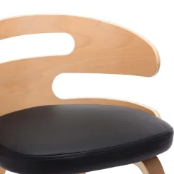 vidaXL Sillas-Sillas de comedor 4 uds madera curvada cuero sintético negro