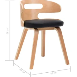 vidaXL Sillas-Sillas de comedor 4 uds madera curvada cuero sintético negro