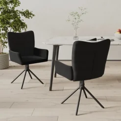 vidaXL Sillas-Sillas de comedor giratorias 2 uds terciopelo