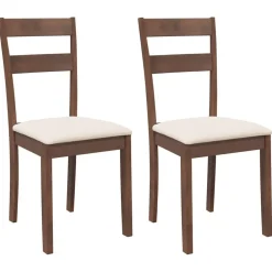 vidaXL Sillas-Sillas de comedor con cojines 2 uds madera maciza marrón caucho
