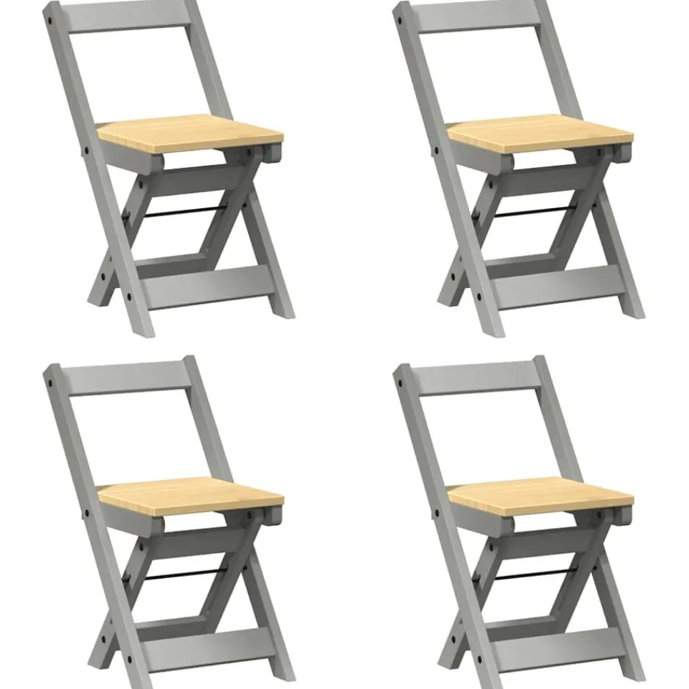 vidaXL Sillas-Sillas de comedor plegables 4 uds Corona madera pino