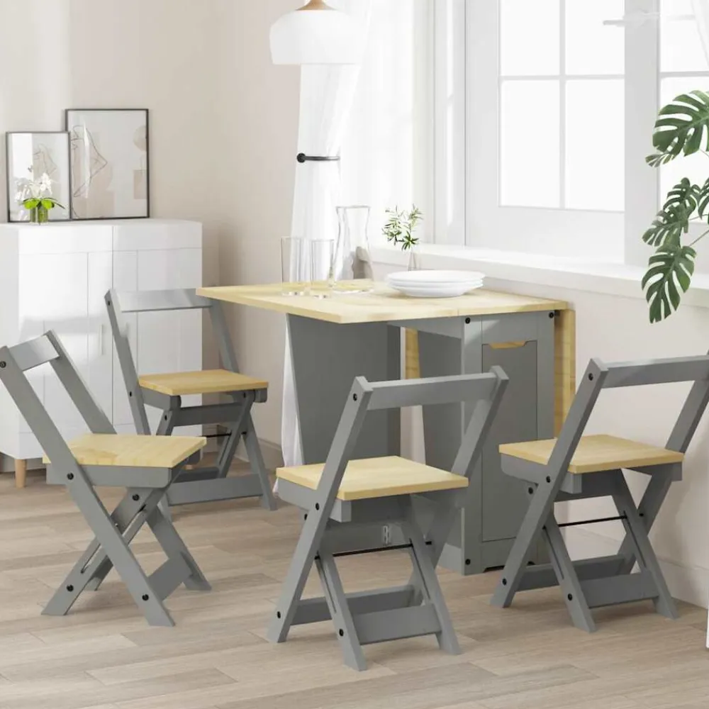 vidaXL Sillas-Sillas de comedor plegables 4 uds Corona madera pino