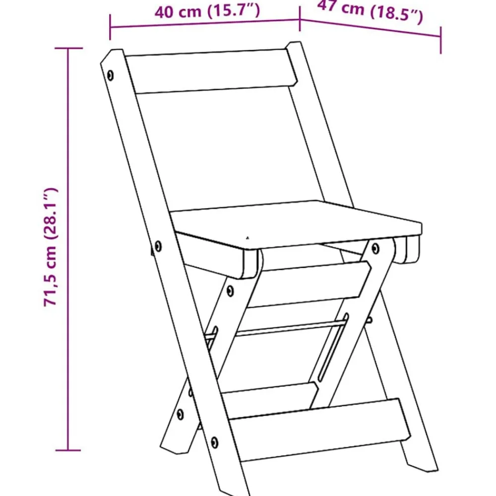 vidaXL Sillas-Sillas de comedor plegables 4 uds Corona madera pino