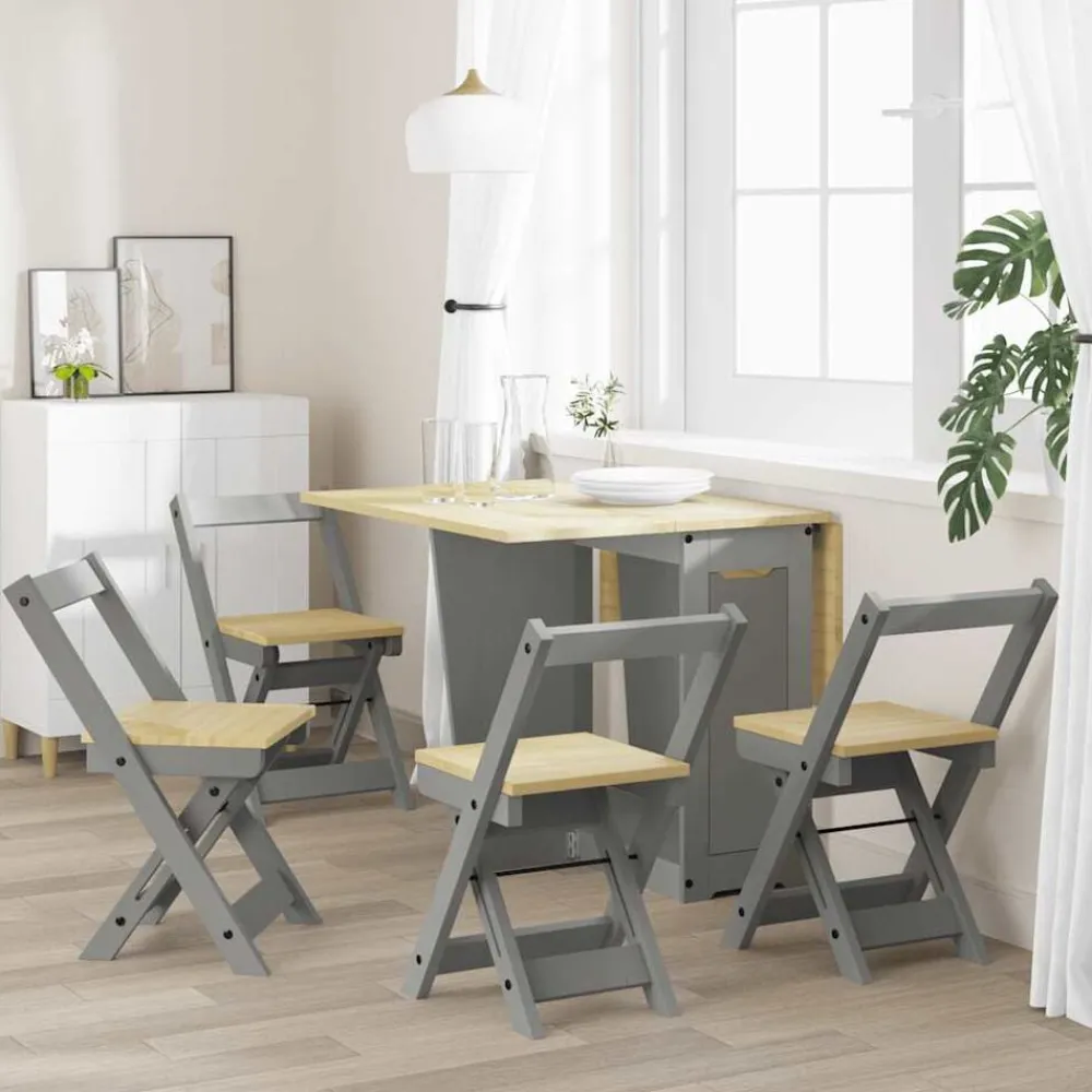 vidaXL Sillas-Sillas de comedor plegables 4 uds Corona madera pino