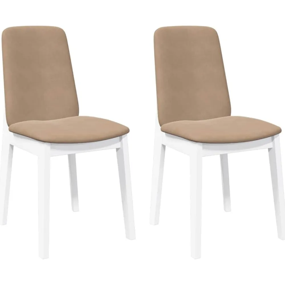 vidaXL Sillas de comedor con cojines 2uds madera maciza blanco caucho Blanco y marrón Best
