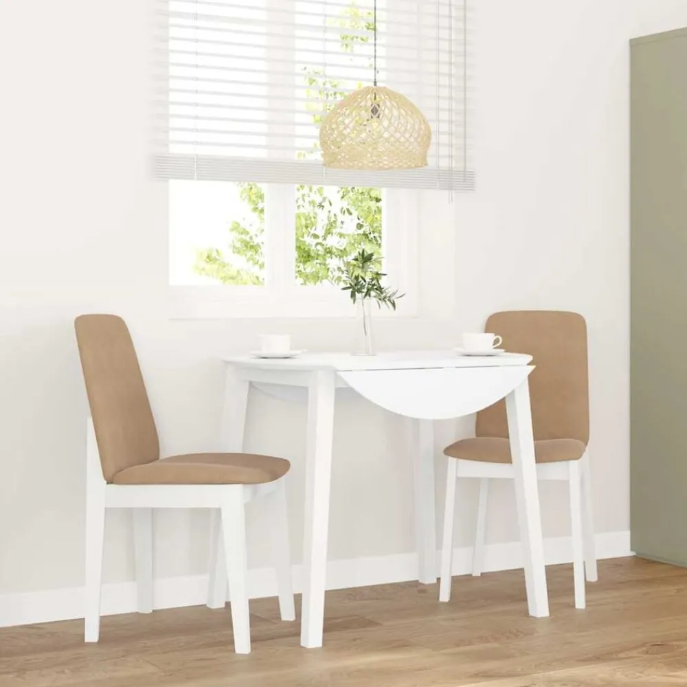 vidaXL Sillas de comedor con cojines 2uds madera maciza blanco caucho Blanco y marrón Best