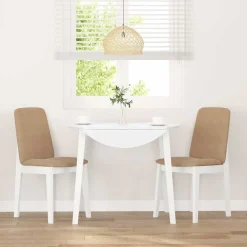 vidaXL Sillas de comedor con cojines 2uds madera maciza blanco caucho Blanco y marrón Best