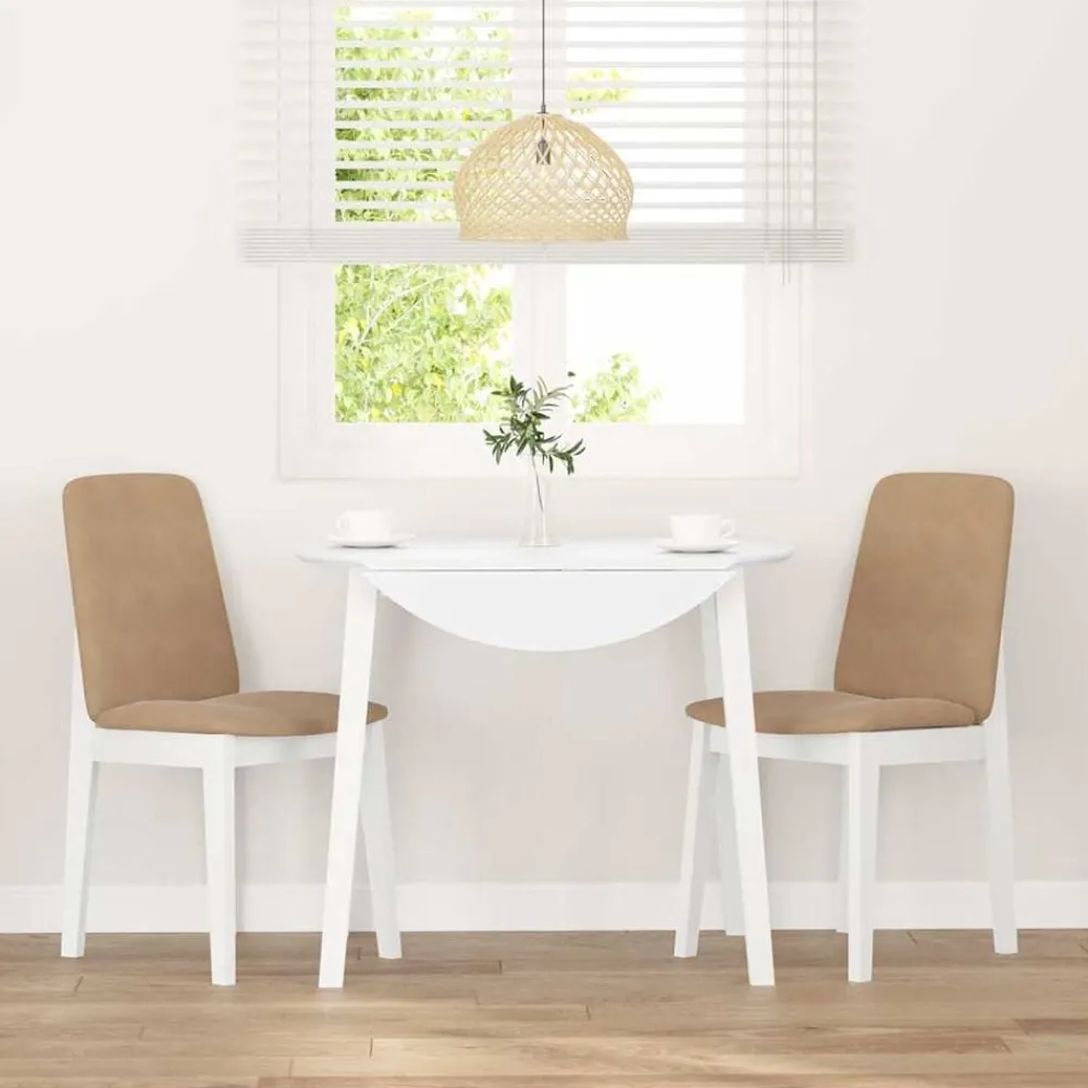 vidaXL Sillas de comedor con cojines 2uds madera maciza blanco caucho Blanco y marrón Best