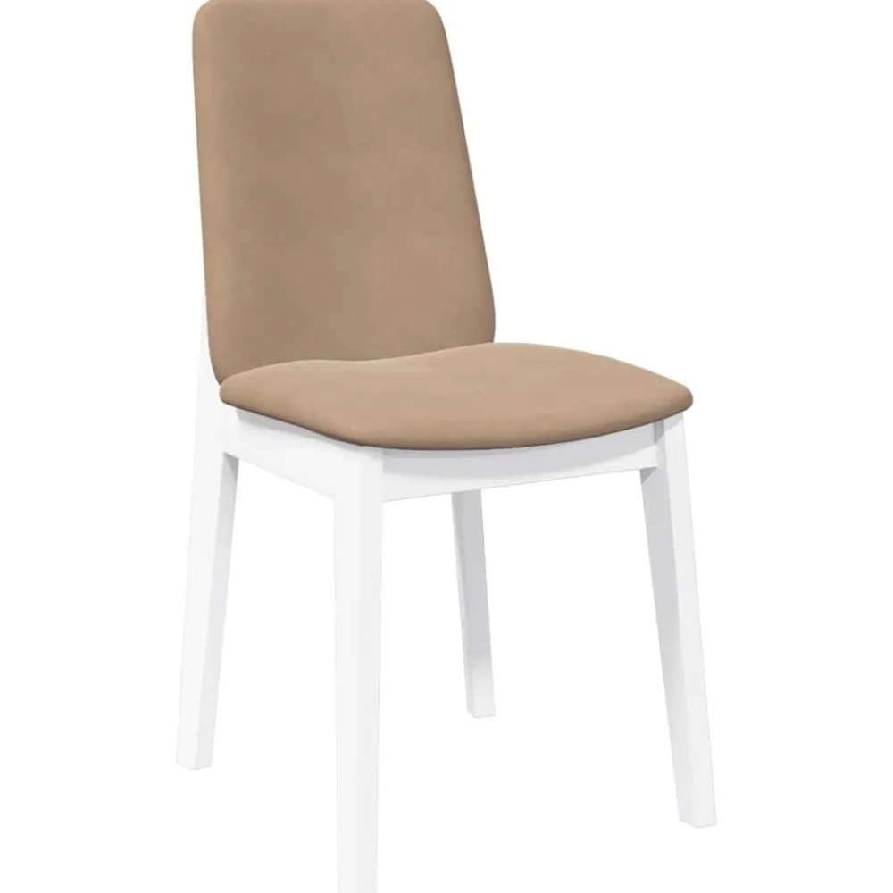 vidaXL Sillas de comedor con cojines 2uds madera maciza blanco caucho Blanco y marrón Best