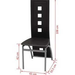 vidaXL Sillas de comedor 2 unidades cuero sintético Negro New