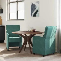 vidaXL Sillas de Comedor con Ruedas 2 pcs 58 x 65 x 98 cm Verde oscuro Clearance
