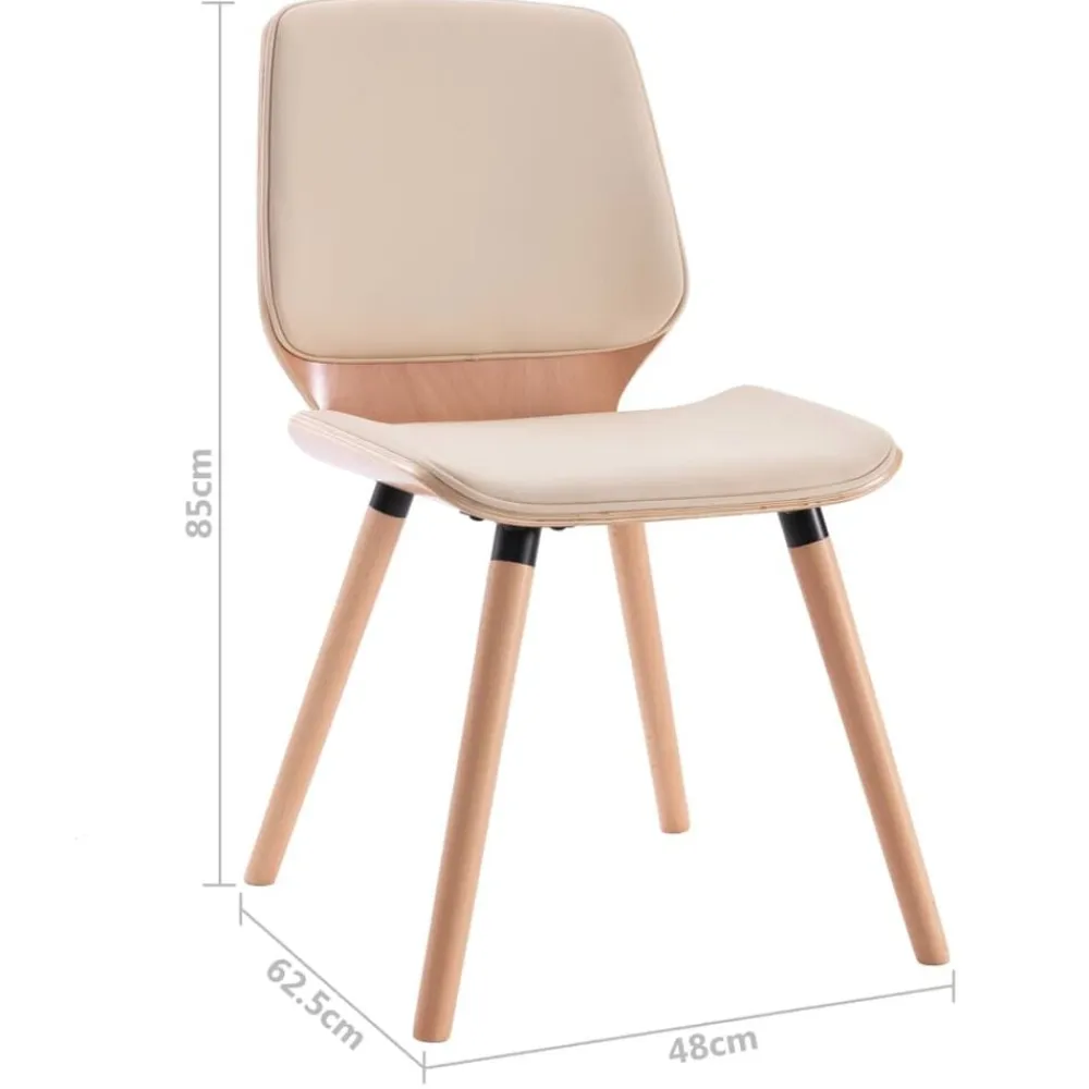 vidaXL Sillas de comedor 2 unidades cuero sintético crema marrón claro y crema