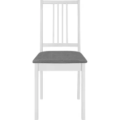 vidaXL Sillas-Sillas de comedor con cojines 4 unidades madera maciza blanca