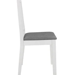 vidaXL Sillas-Sillas de comedor con cojines 4 unidades madera maciza blanca