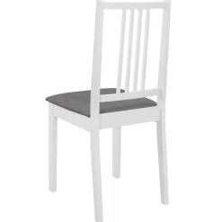 vidaXL Sillas-Sillas de comedor con cojines 4 unidades madera maciza blanca