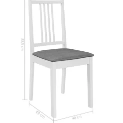 vidaXL Sillas-Sillas de comedor con cojines 4 unidades madera maciza blanca
