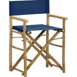 vidaXL Sillas de director plegables 2 piezas bambú y tela Azul Best