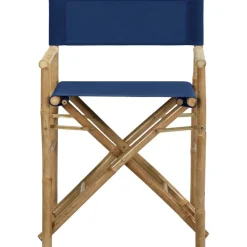 vidaXL Sillas de director plegables 2 piezas bambú y tela Azul Best