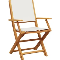 vidaXL Sillas de jardín 2 uds madera maciza acacia y tela blanco Crema Sale