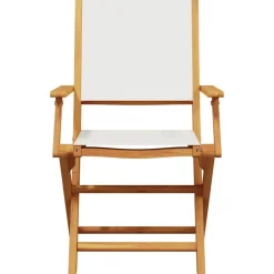 vidaXL Sillas de jardín 2 uds madera maciza acacia y tela blanco Crema Sale