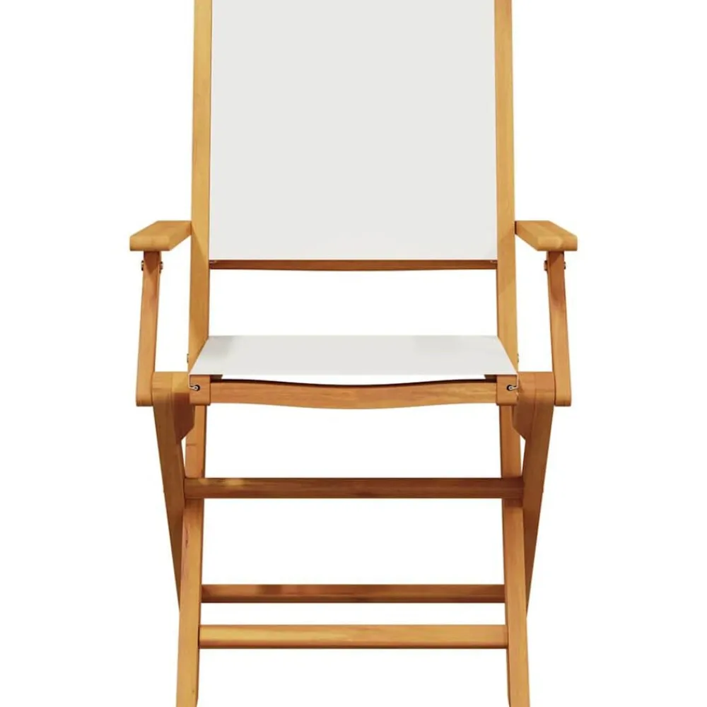 vidaXL Sillas de jardín 2 uds madera maciza acacia y tela blanco Crema Sale