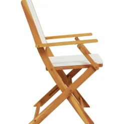 vidaXL Sillas de jardín 2 uds madera maciza acacia y tela blanco Crema Sale