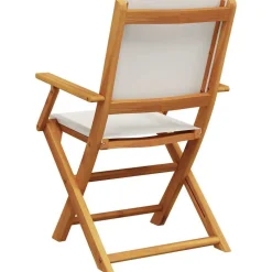 vidaXL Sillas de jardín 2 uds madera maciza acacia y tela blanco Crema Sale