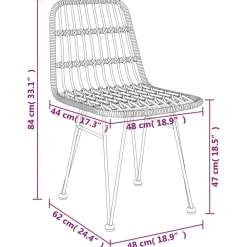 vidaXL Muebles De Jardín-Sillas de jardín 2 unidades ratán sintético 48x62x84 cm