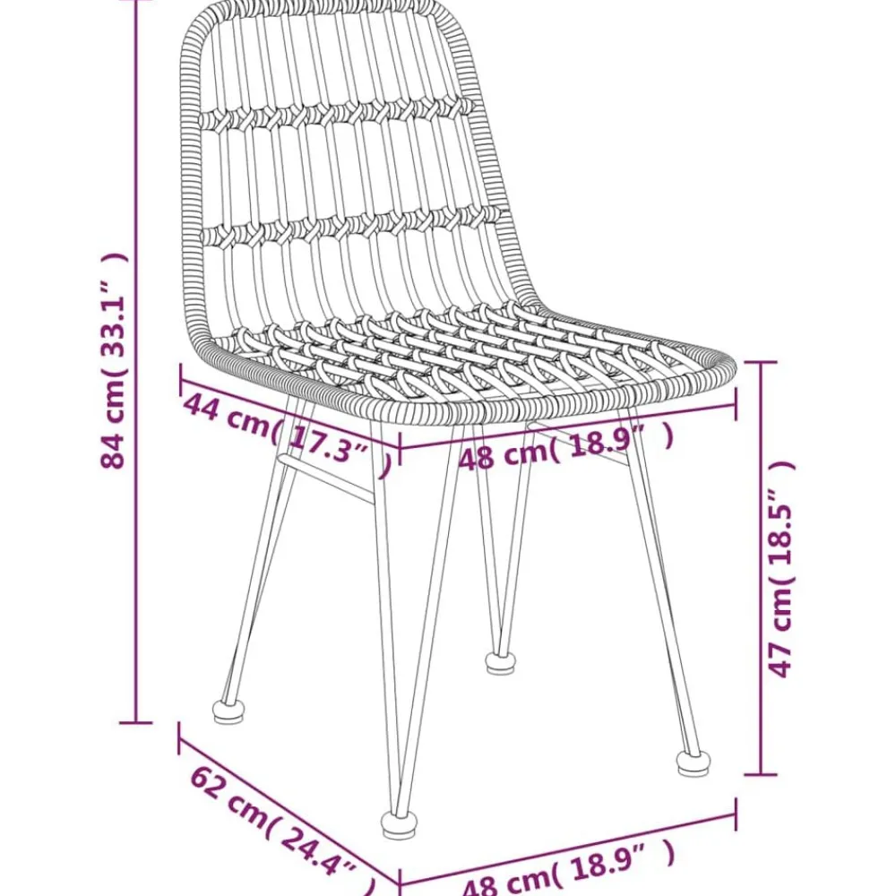 vidaXL Muebles De Jardín-Sillas de jardín 2 unidades ratán sintético 48x62x84 cm