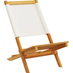 vidaXL Muebles De Jardín-Sillas de jardín 2 uds madera maciza acacia y tela blanco
