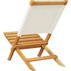 vidaXL Muebles De Jardín-Sillas de jardín 2 uds madera maciza acacia y tela blanco