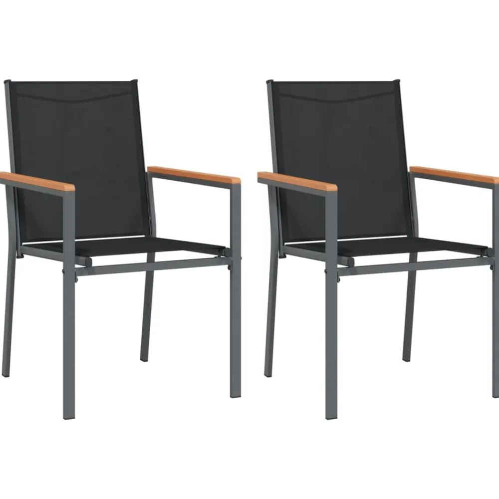 vidaXL Sillas de jardín 2 uds textilene y acero negro 55x61,5x90 cm Outlet