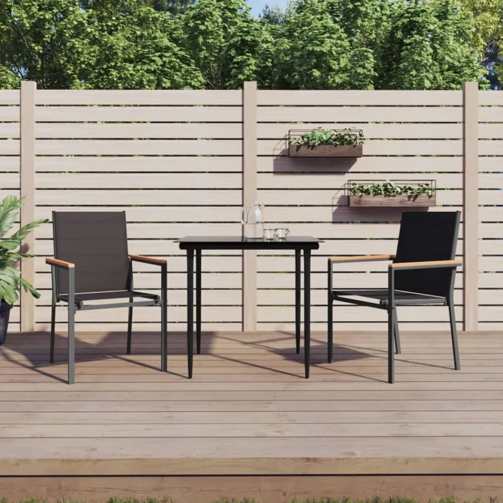 vidaXL Sillas de jardín 2 uds textilene y acero negro 55x61,5x90 cm Outlet