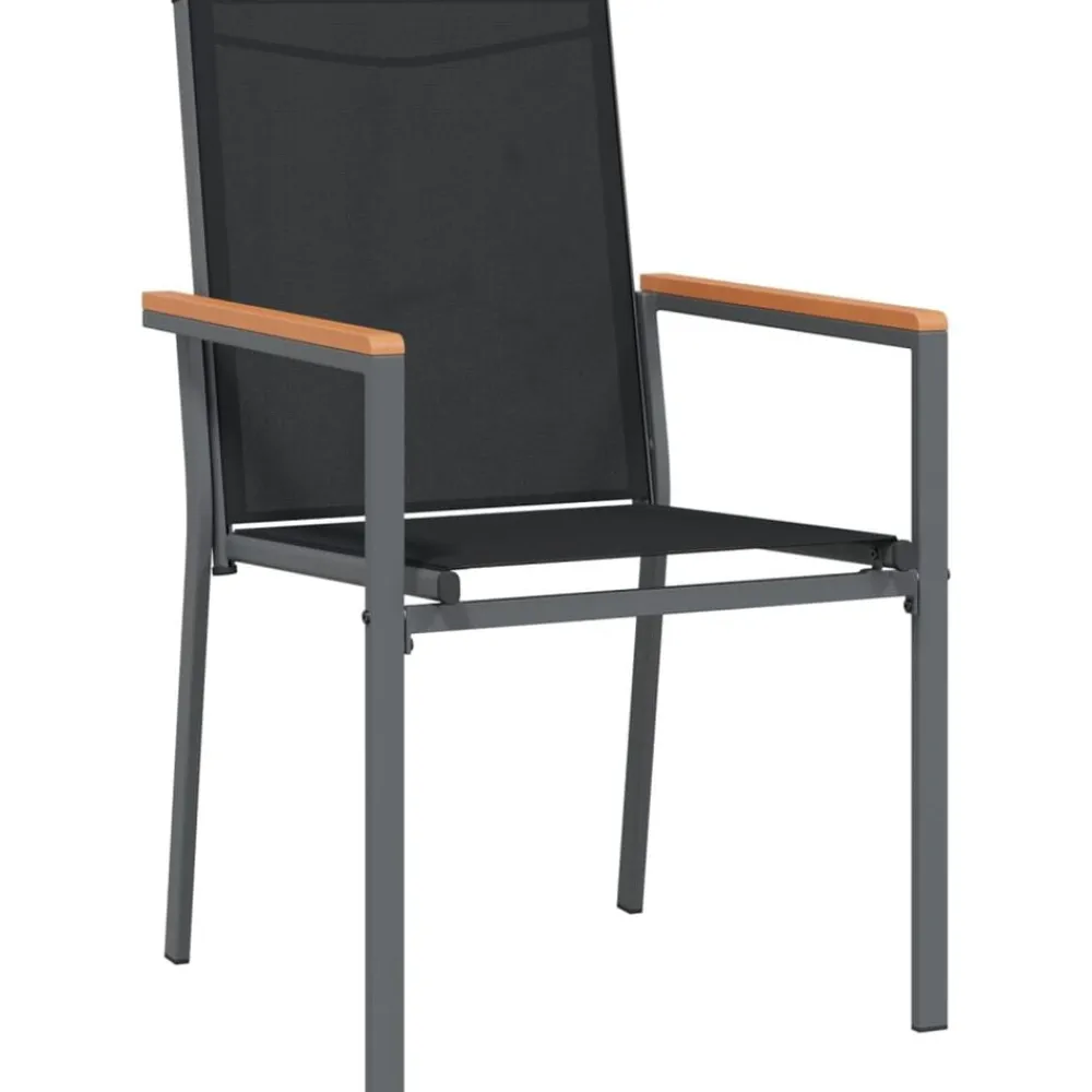 vidaXL Sillas de jardín 2 uds textilene y acero negro 55x61,5x90 cm Outlet