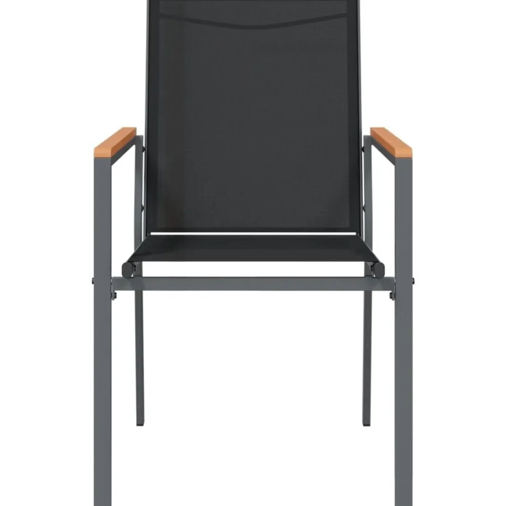 vidaXL Sillas de jardín 2 uds textilene y acero negro 55x61,5x90 cm Outlet