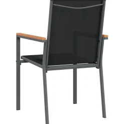 vidaXL Sillas de jardín 2 uds textilene y acero negro 55x61,5x90 cm Outlet