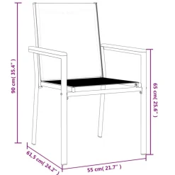 vidaXL Sillas de jardín 2 uds textilene y acero negro 55x61,5x90 cm Outlet