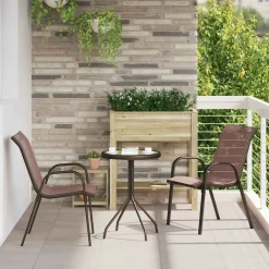 vidaXL Sillas de jardín apilables 2 unidades textilene marrón Marr&oacute;n Best