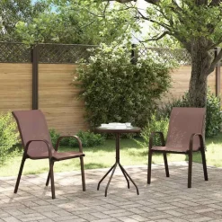 vidaXL Sillas de jardín apilables 2 unidades textilene marrón Marrón Best