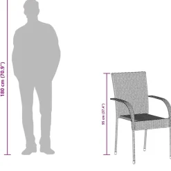 vidaXL Muebles De Jardín-Sillas de jardín apilables 2 unidades ratán sintético
