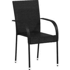 vidaXL Muebles De Jardín-Sillas de jardín apilables 2 unidades ratán sintético
