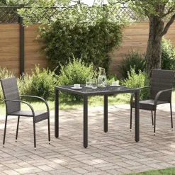 vidaXL Sillas de jardín apilables 2 unidades ratán sintético marrón Marr&oacute;n Clearance