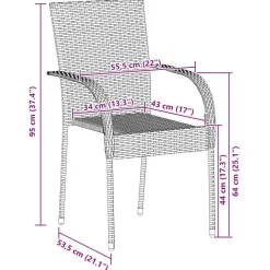 vidaXL Sillas de jardín apilables 2 unidades ratán sintético marrón Marr&oacute;n Clearance