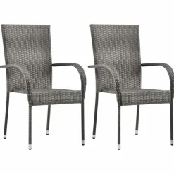 vidaXL Sillas de jardín apilables 2 unidades ratán sintético Gris Hot
