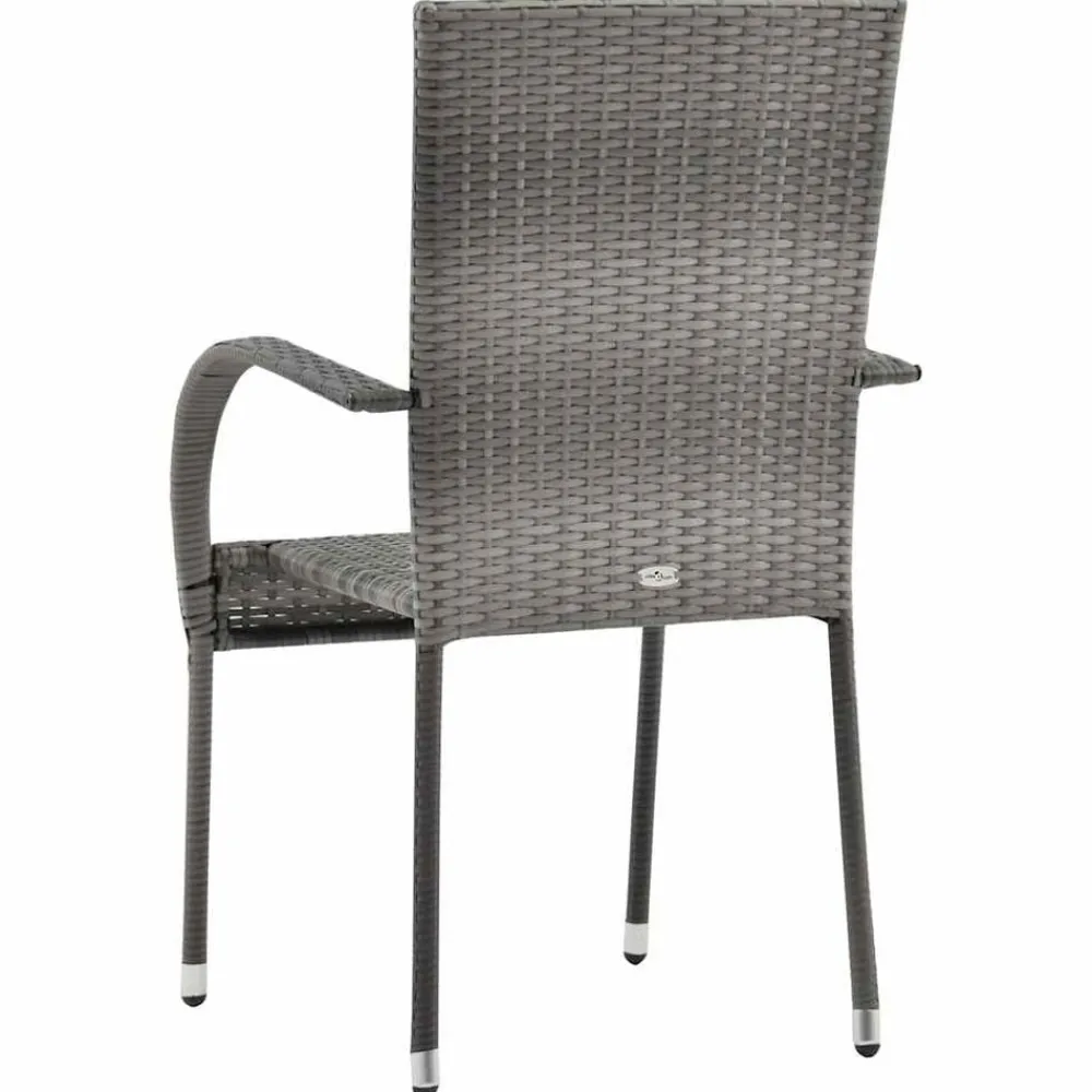 vidaXL Sillas de jardín apilables 2 unidades ratán sintético Gris Hot