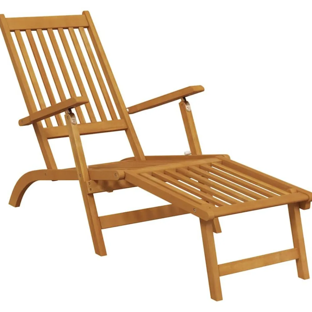 vidaXL Sillas de jardín con reposapiés 2 uds madera maciza de acacia Discount
