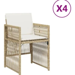 vidaXL Sillas de jardín con cojines 4 uds ratán sintético Beige Hot