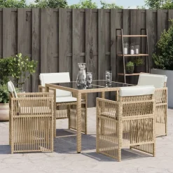 vidaXL Sillas de jardín con cojines 4 uds ratán sintético Beige Hot